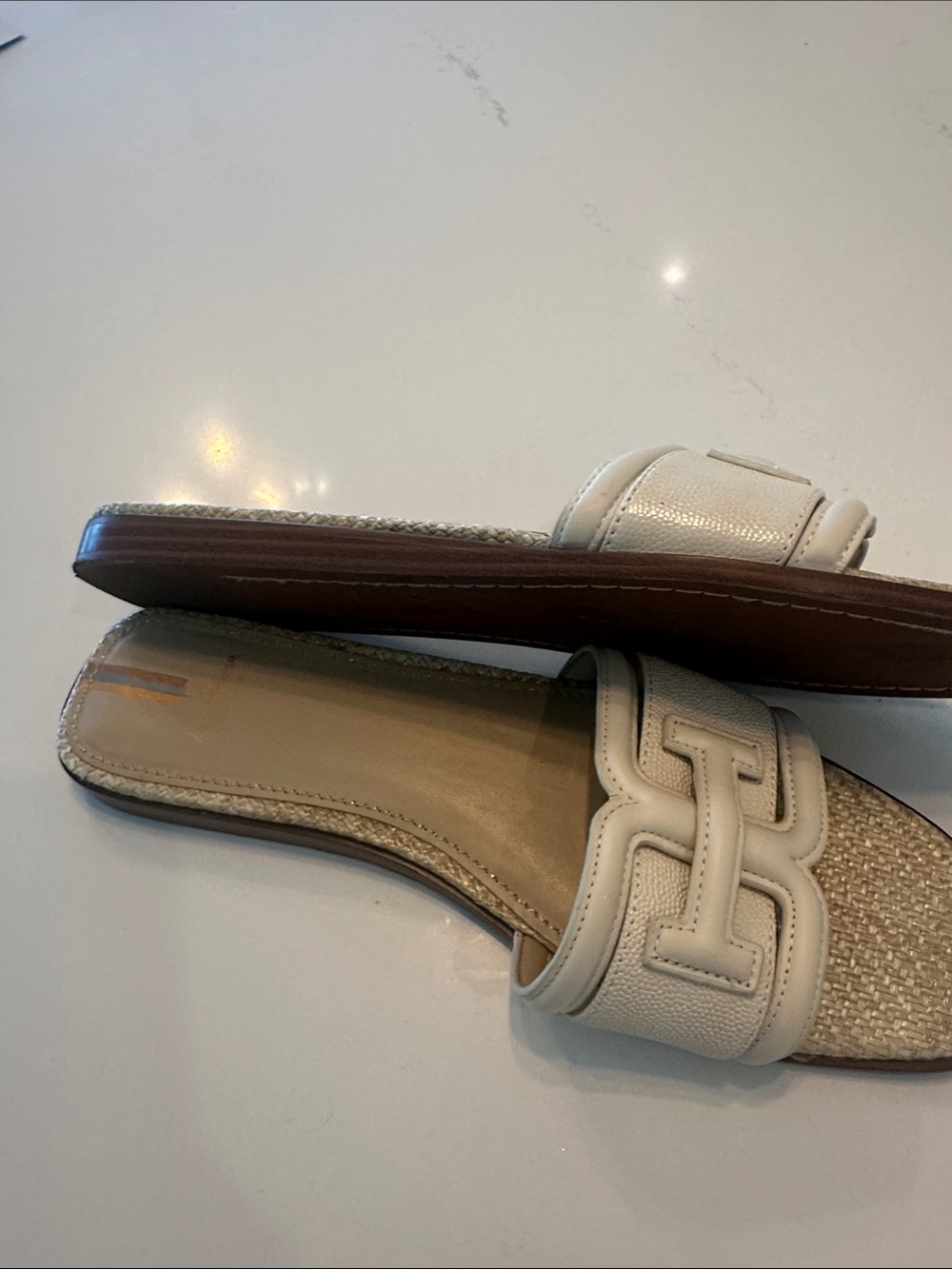 Sam Edelman cream Leather Slide Mules with Woven Insole - Picture 3 of 8